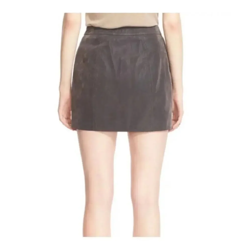 Free People Get Into the Grove Faux Suede Gray Mini Skirt size 6